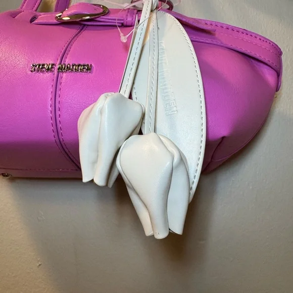 Steve Madden Hot Pink Shoulder Tote with Charm - Picture 8 of 10